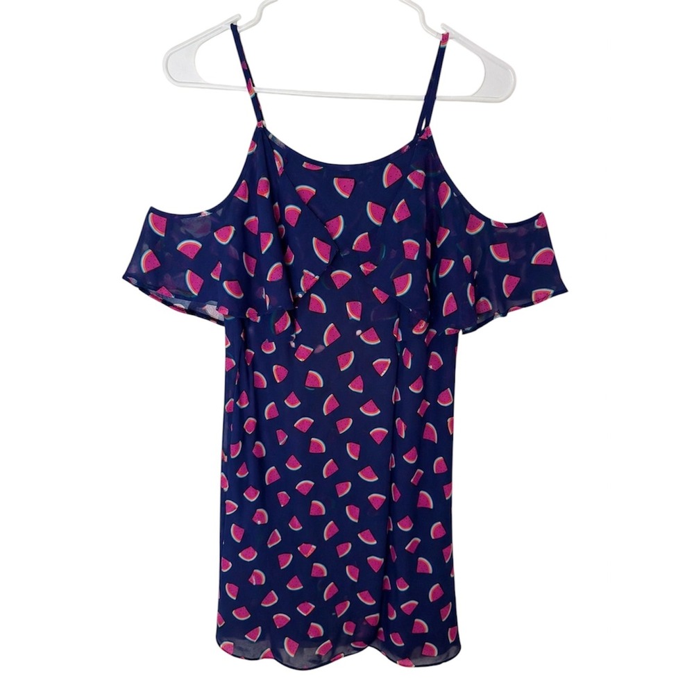 Blue Rain Watermelon Print‎ Cold Shoulder Dress Size S - Picture 3 of 7